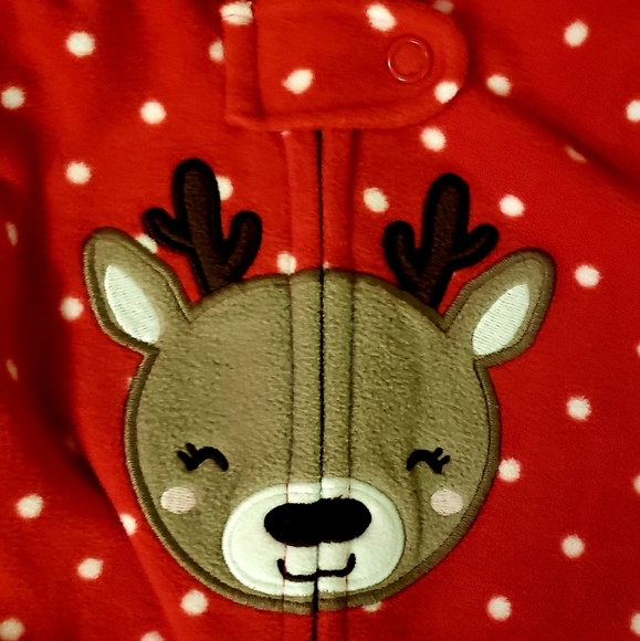 NB Christmas Reindeer Fleece Sleeper - Picture 2 of 3